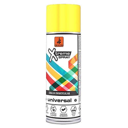 Vopsea spray universala Dragon Xtreme, galben RAL 1018, lucios, interior/exterior, 400 ml
