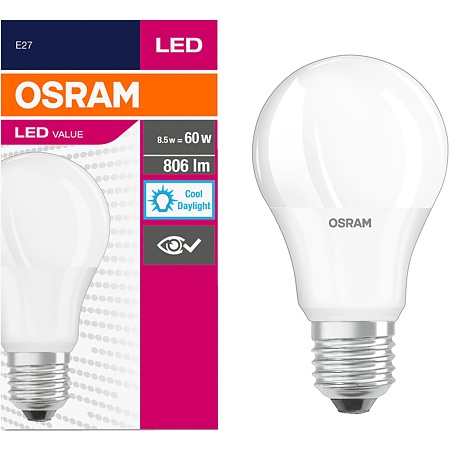 Bec LED Osram A60, rotund, E27, 8.5 W, 806 lm, lumina rece 6500 K Bec LED Osram A60, rotund, E27, 8.5 W, 806 lm, lumina rece 6500 K