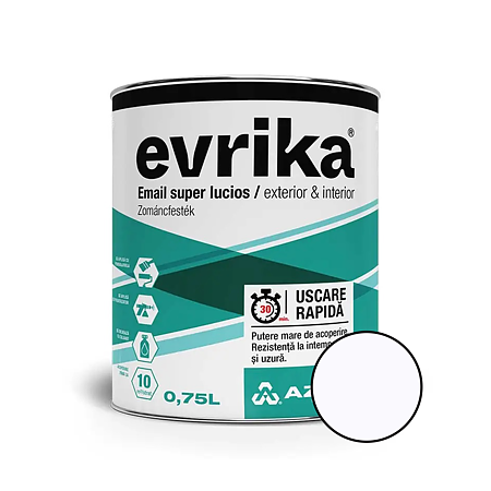 Email alchidic Evrika S5002, pentru metal/ lemn/zidarie, interior/exterior, alb, 0.75 L