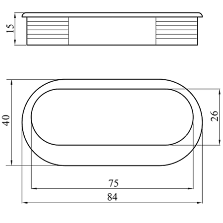 Maner ingropat oval, plastic, mat crom