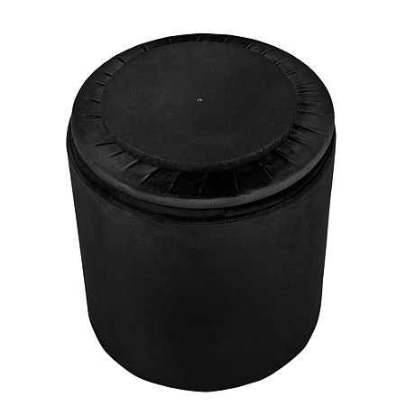 Taburet Nadia, stofa neagra H01, cu spatiu depozitare, rotund, 37 x 37 x 42 cm Taburet Nadia, stofa neagra H01, cu spatiu depozitare, rotund, 37 x 37 x 42 cm