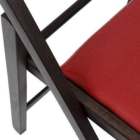 Scaun pliabil lemn Basic, wenge-rosu, sezut piele ecologica, 79 x 42 cm