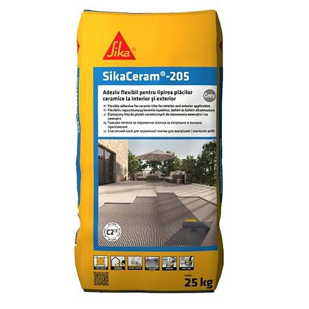 Adeziv flexibil pentru placaje ceramice SikaCeram-205, interior/exterior, gri, 25 kg