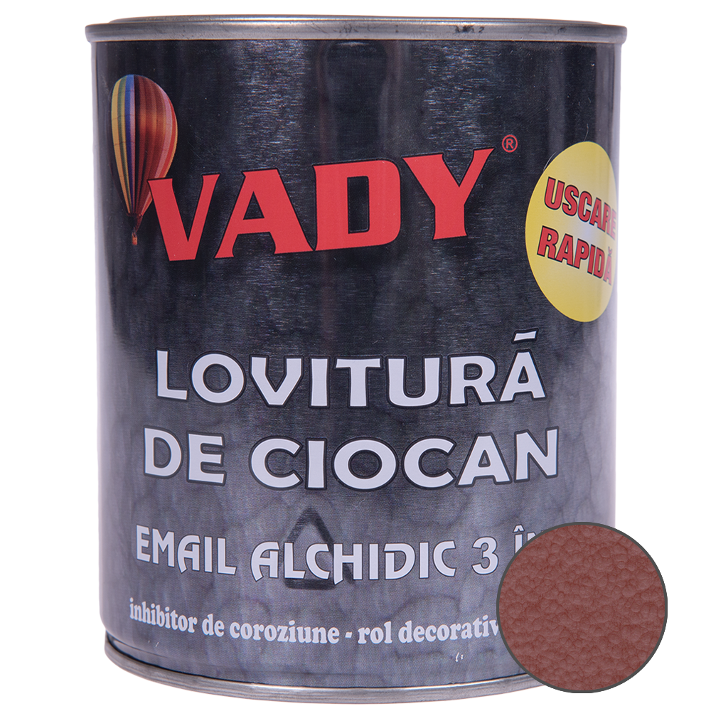 Vopsea email Vady lovitura de ciocan 3 in 1, rosu oxid, 0.75 l 