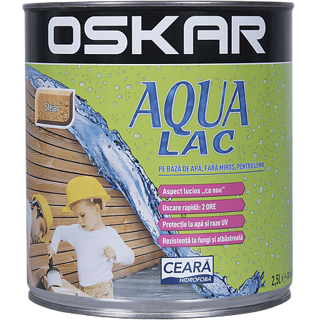 Lac pentru lemn Oskar Aqua, stejar, interior/exterior, 2.5 l