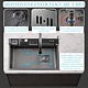 Chiuveta bucatarie multifunctionala smart BadenMob, 1 cuva, inox auriu, afisaj digital, doua cascade, spalator pahare, dozator detergent, baterie extensibila cu 3 functii, tocator, tava si sita inclusa, antizgarieturi, sistem preaplin, 75 x 45 x 22 cm