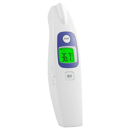 Termometru digital FR850, tehnologie infrarosu non-contact, functie alarma in caz de febra, alimentare baterii, 30 de memorii