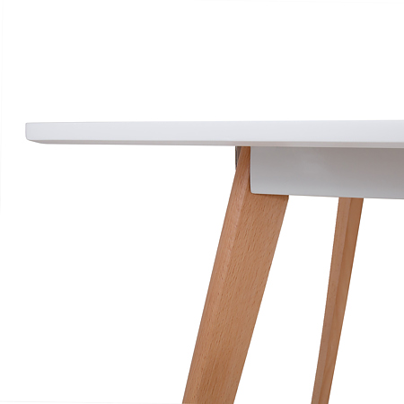 Masa living Celia, blat din MDF vopsit, picioare lemn de fag, alb, 120 x 80 cm