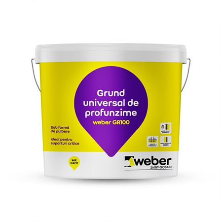 Grund universal de profunzime, interior/exterior, Weber GR100, alb, 5 kg