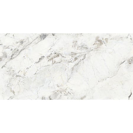 Gresie portelanata interior/exterior Thassos, rectificata, lucioasa, PEI 4, alb, aspect marmura, 60 x 120 cm