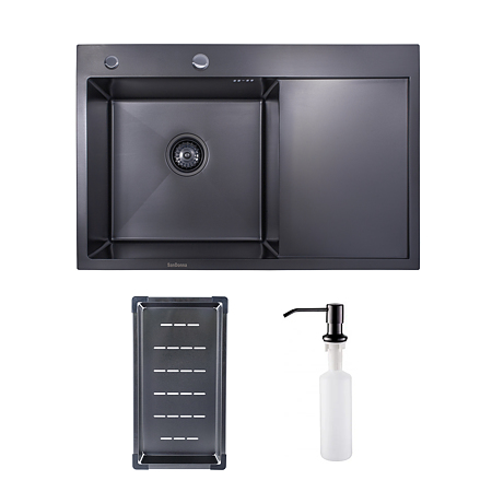 Chiuveta bucatarie Sandonna Handmade HD7850, inox, negru, 1 cuva stanga, 78 x 50 cm Chiuveta bucatarie Sandonna Handmade HD7850, inox, negru, 1 cuva stanga, 78 x 50 cm