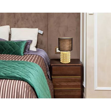 Lampa Globo Valentino Gold, ceramica/textil, 1 x E14, 40 W, maro/auriu, diametru 185 mm, inaltime 330 mm