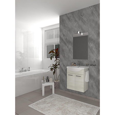 Set mobilier baie Savini Due Zaffiro Bianco, masca + lavoar + oglinda, alb si bej, 55 cm Set mobilier baie Savini Due Zaffiro Bianco, masca + lavoar + oglinda, alb si bej, 55 cm