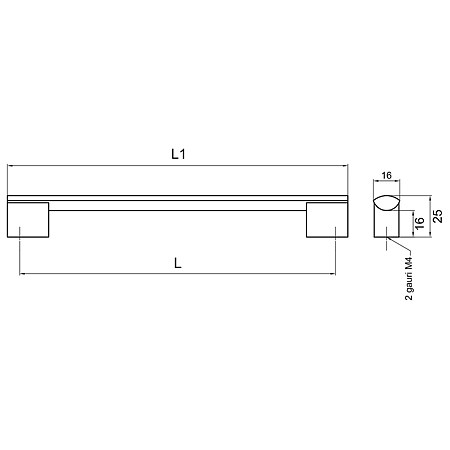 Maner FA 23065 224 mm, aluminiu mat