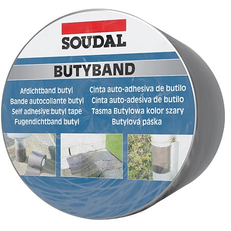 Banda hidroizolanta Soudal Butyband, aluminiu, adeziv butilic, 10 cm