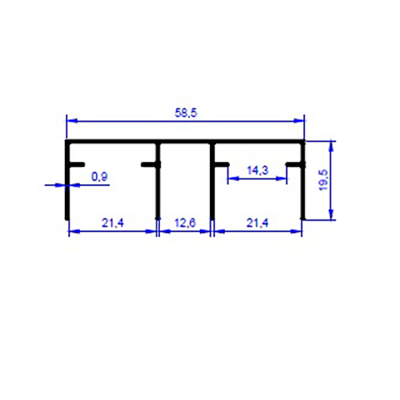 Profil ghidare dublu, aluminiu, anodizat mat, 4 m