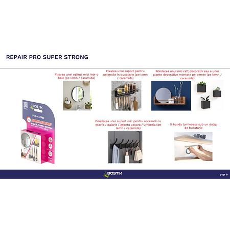 Banda dublu adeziva pentru montaj Bostik Super Strong, alb, 19 mm x 2 m