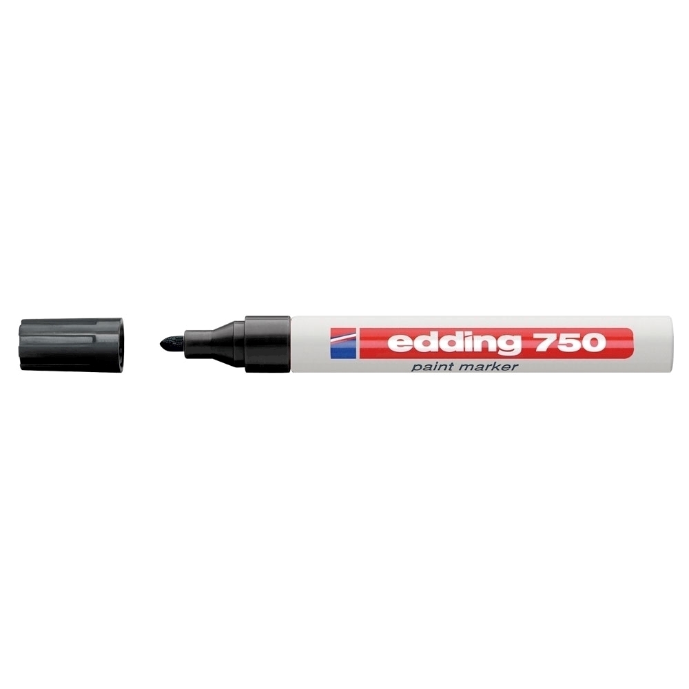 Marker permanent Edding 750, corp metalic, varf rotund, 2-4 mm, cu vopsea neagra