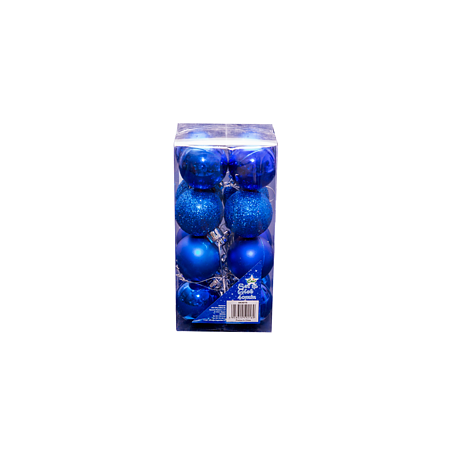 Set 16 globuri decorative de Craciun albastru, plastic, 4 cm