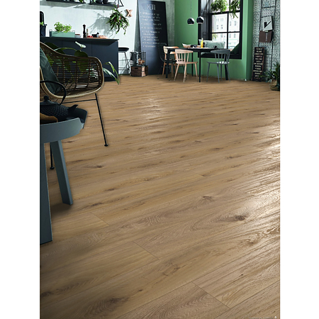 Parchet laminat 10 mm Kronotex Amazone 4169 Prestige light Oak, nuanta medie, stejar maro, clasa de trafic 33, click Aqua Pearl, 1380 x 157 mm