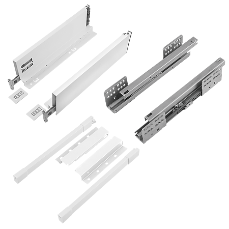 Sistem pentru sertar Teko Slim, metal, alb, 40 kg, 500 x 167 mm
