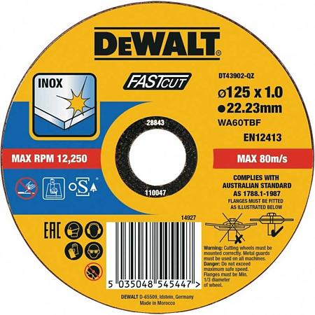 Disc pentru taiere inox, DeWalt DT43902, 125 x 22,23 x 1 mm
