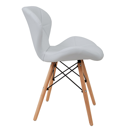 Scaun bucatarie / living Eliza, tapitat, piele ecologica, cadru de lemn, alb, max. 110 Kg., 73 x 47 cm