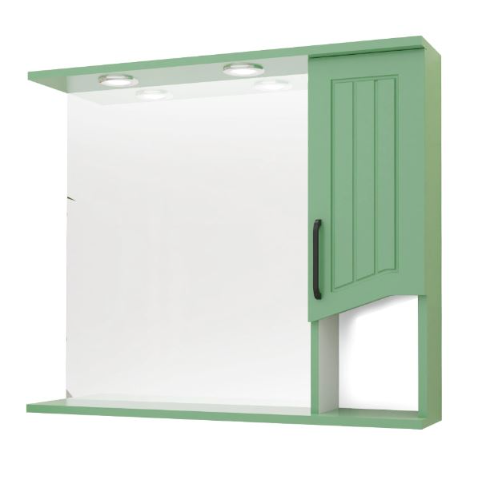 Oglinda cu dulap Sanitop Zelena, PAL/MDF, 1 usa, 1 raft, verde, 80 x 70 x 16 cm Arabesque