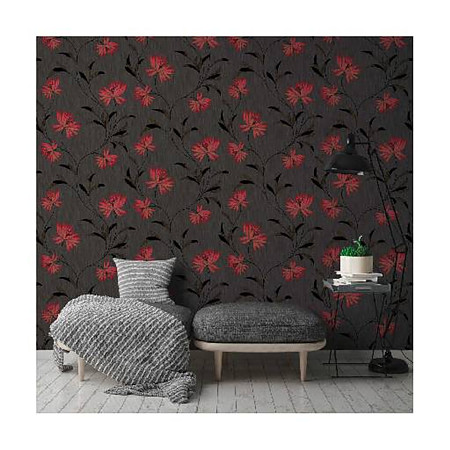 Tapet vlies Atlanta 957202, negru/rosu, model floral, 10 m x 53 cm Tapet vlies Atlanta 957202, negru/rosu, model floral, 10 m x 53 cm