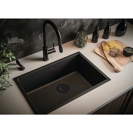 Dop universal din silicon UPPY Wirquin, 2in1 filtru si dop, negru, mat, Ø110mm