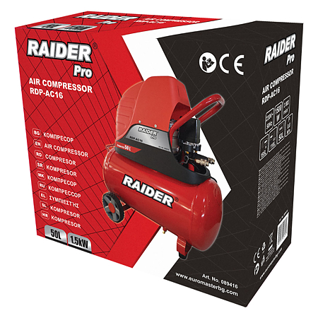 Compresor aer Raider Pro AC16, 50 l, 1.5 kW, 8 bar, 110 l/min