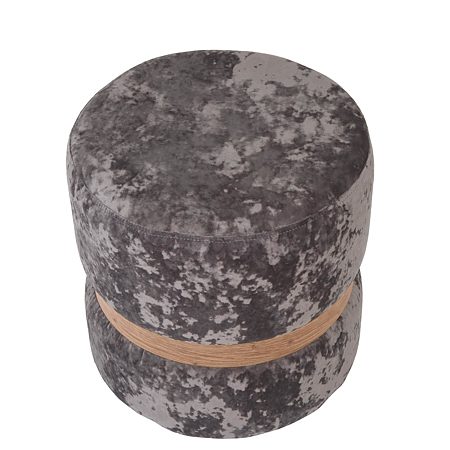 Taburet Ring, inel stejar, catifea gri E30, rotund, 38 x 38 x 40 cm