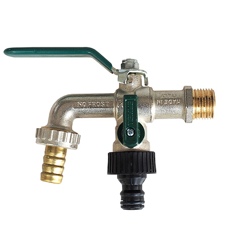 Robinet de gradina Eolo Duplex No Frost portfurtun cu maneta de otel verde plata, 1/2"