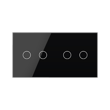 Panou intrerupator 2 x dublu Livolo VL-P702/02-4B, sticla securizata, negru