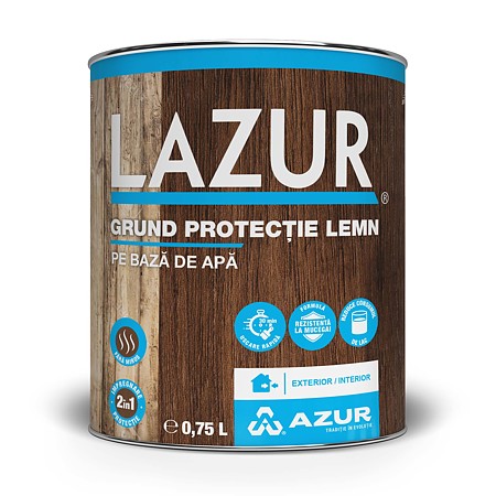 Grund protectie pentru lemn Azur, pe baza de apa, incolor, 0.75 l 