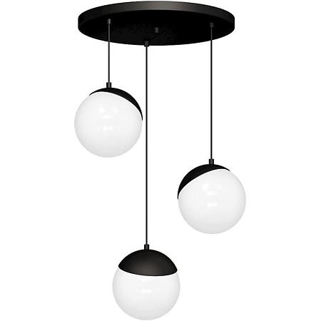 Suspensie Sfera, 3xE14, 40 W, metal/sticla, alb/negru