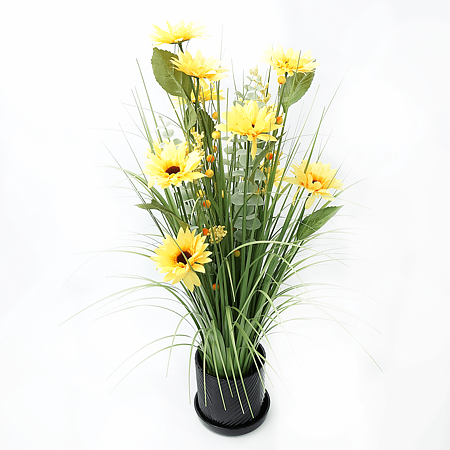Aranjament decorativ floarea soarelui artificiala, galben, 70 cm