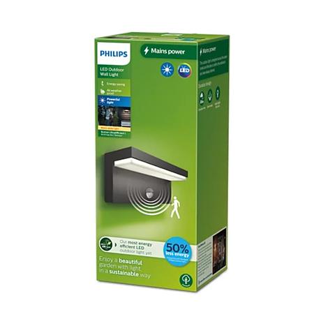 Aplica exterior Philips Bustan, cu senzor, 3.8 W, 2700 k, antracit, IP44