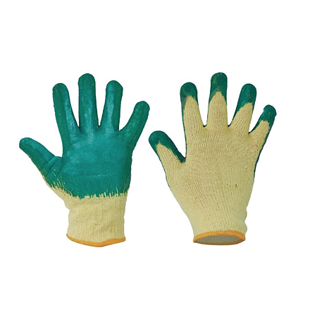 Manusi de protectie HS-04-002, tricot + latex, marimea 10, galben/verde