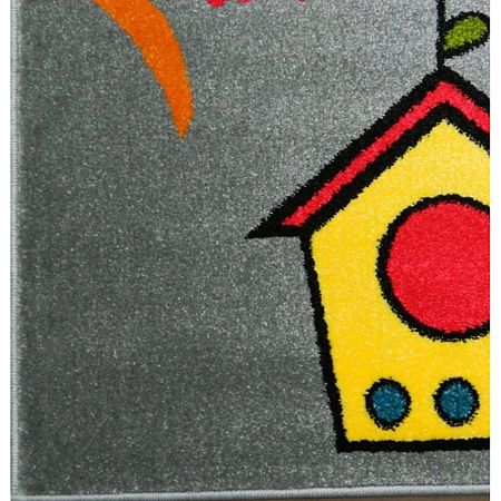 Covor Kolibri 11205/190, 100% polipropilena friese, model cu bufnite multicolor, 80 x 150 cm