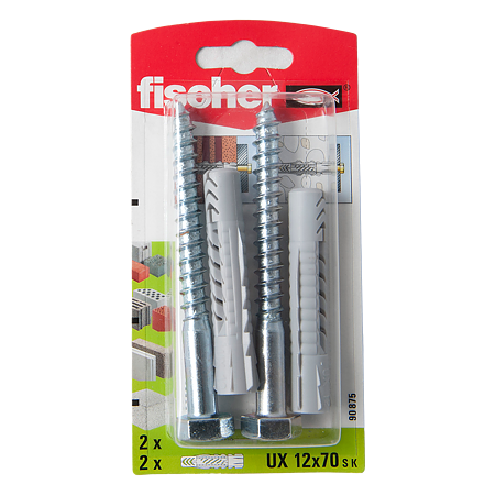 Diblu din nailon cu surub, Fischer UX, 12 x 70 mm, 10 x 100 mm, 2 buc