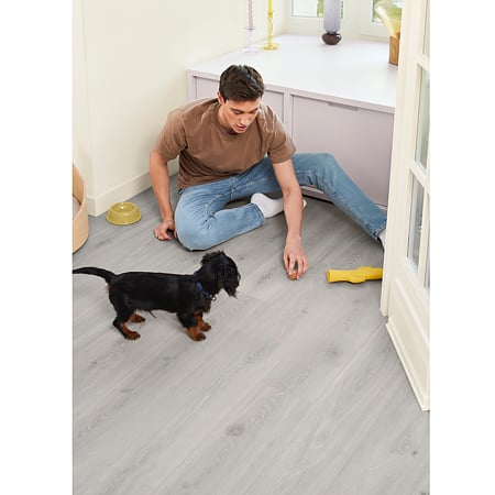 Parchet laminat 12 mm Ocean+ Bloom Silver Grey Berry Alloc, rezistent la apa, Hydro+, nuanta medie, clasa de trafic 33, PentaLoc, 1288 x 190 mm