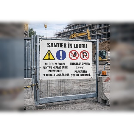 Banner Santier in lucru, PVC, 100 X 65 cm