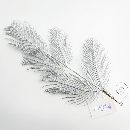 Decoratiune crenguta gliterata, pastic si metal, 25 cm