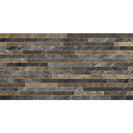 Gresie portelanata Keramin Montana 2D PEI 3, maro-gri mat, dreptunghiulara, textura in relief, grosime 10 mm, 30 x 60 cm