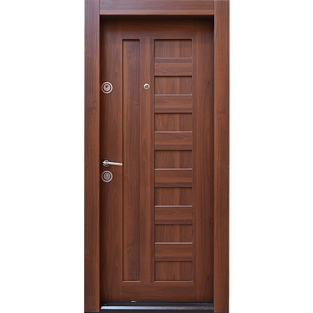 Usa metalica intrare Arta Door 410, cu fete din MDF laminat, 880 x 2010 mm, deschidere dreapta, culoare nuc