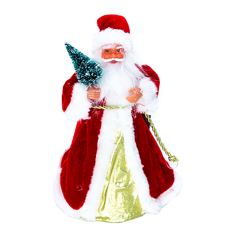 Varf de brad Craciun, Santa, plastic si textil, 23 cm