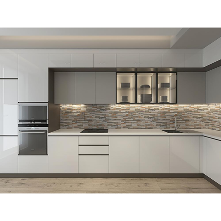 Placa portelanata Mica Grey, gri/bej, aspect piatra, reliefata, 20 x 60 cm