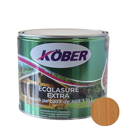 Lazură  Kober Ecolasure Extra 3 in 1 pentru lemn,pe baza de apa, teak, 2.5 l  