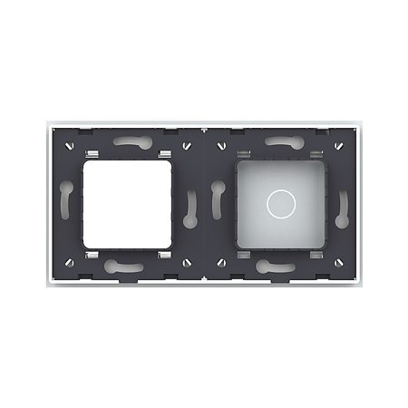 Rama intrerupator simplu + priza simpla Livolo VL-P701/E-4W, sticla securizata, alb